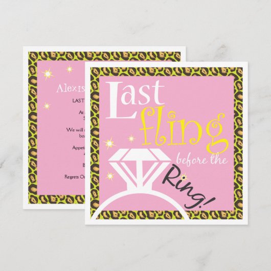 Laatste Fling vóór de Uitnodiging van de Bachelore (Voorkant / Achterkant)