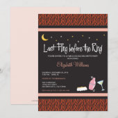 Laatste Fling Zebra Bachelorette Invitation (oranj Kaart (Voorkant / Achterkant)