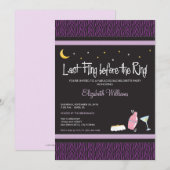 Laatste Fling Zebra Bachelorette Invitation (paars Kaart (Voorkant / Achterkant)