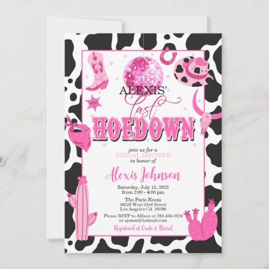 Laatste Hoedown Bachelorette/Bridal Shower Uitnodi Kaart (Voorkant)