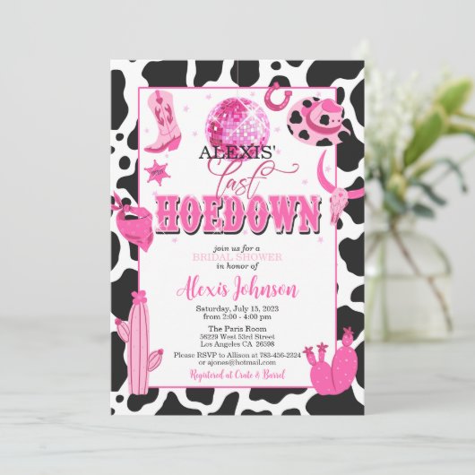Laatste Hoedown Bachelorette/Bridal Shower Uitnodi Kaart (Staand voorkant)