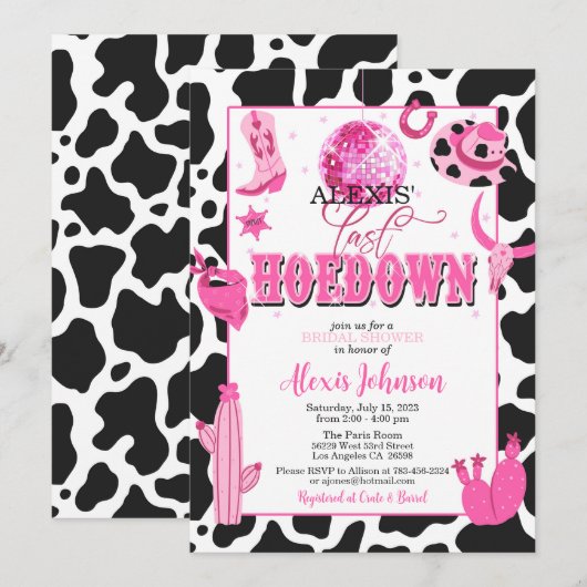 Laatste Hoedown Bachelorette/Bridal Shower Uitnodi Kaart (Voorkant / Achterkant)