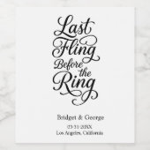 Laatste keer vliegen naar de ring typografie - Ele Wijn Etiket (Enkel label)