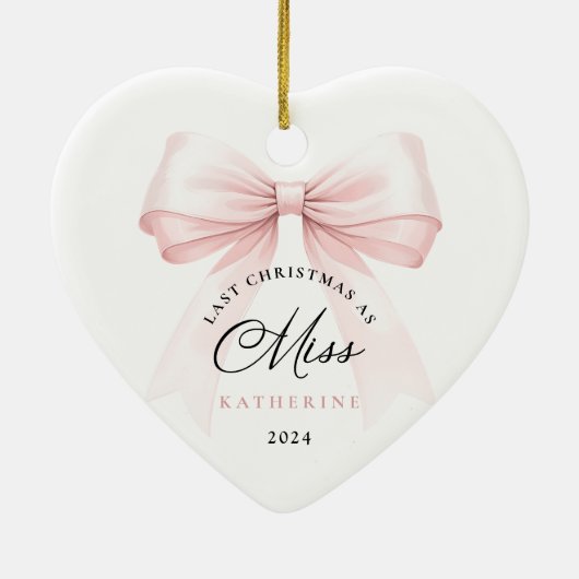 Laatste kerst als Miss - Bow Keramisch Ornament (Achterkant)