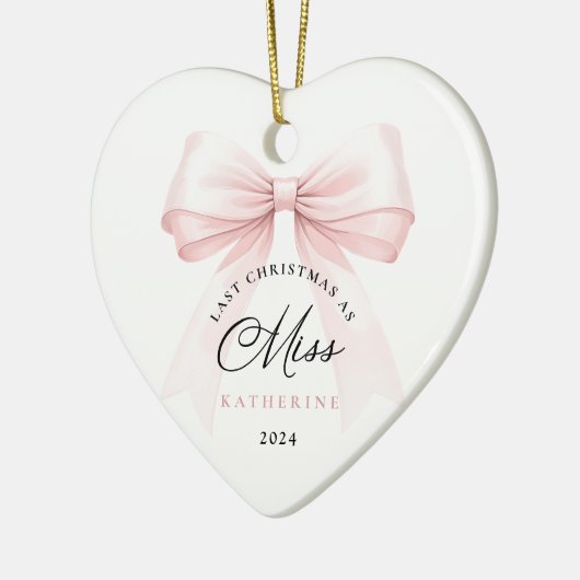Laatste kerst als Miss - Bow Keramisch Ornament (Links)