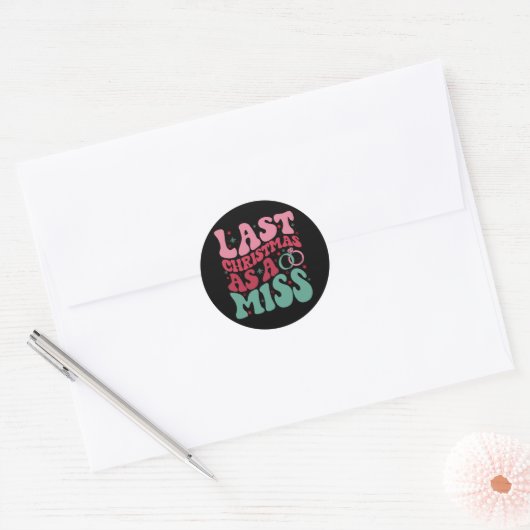 Laatste kerst als Miss Funny Christmas Bride Eng Ronde Sticker (Envelop)