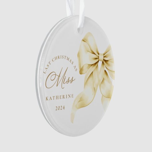 Laatste kerst als Miss Gold Bow Acrylic Ornament (voorkant)