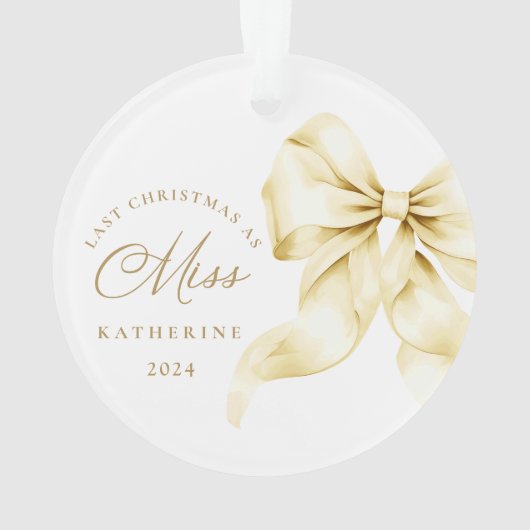 Laatste kerst als Miss Gold Bow Acrylic Ornament (achterkant)