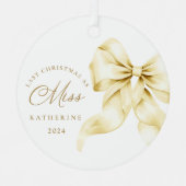 Laatste kerst als Miss - Gold Bow Metalen Ornament (Voorkant)