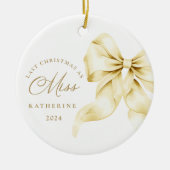 Laatste kerst als Miss - Gouden lint Keramisch Ornament (Voorkant)