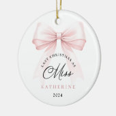 Laatste kerst als Miss Pink Bow Keramisch Ornament (Links)