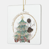 Laatste Kerstmis als Miss | Cute Lady Brown Curls Keramisch Ornament (Links)
