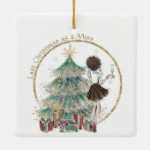 Laatste Kerstmis als Miss | Cute Lady Brown Curls Keramisch Ornament (Achterkant)