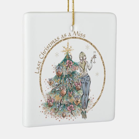 Laatste Kerstmis als Miss | Denim Lady en Tree Keramisch Ornament (Rechts)