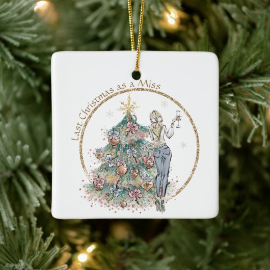 Laatste Kerstmis als Miss | Denim Lady en Tree Keramisch Ornament (Boom)