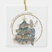 Laatste Kerstmis als Miss | Denim Lady en Tree Keramisch Ornament (Voorkant)