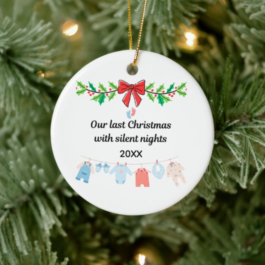 Laatste Kerstmis met Stille Nachten – Persoonlijk Keramisch Ornament (Boom)