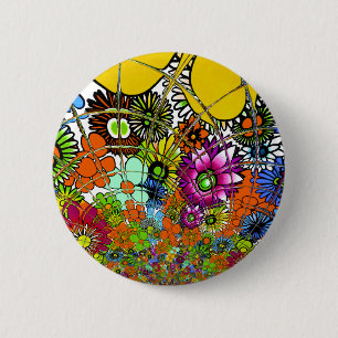 Laatste kleurrijke geweldige bloemmotief ontwerp k ronde button 5,7 cm