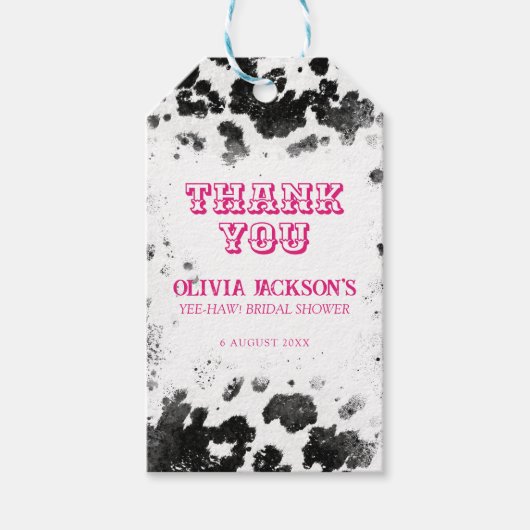 Laatste Koe Afdrukken Hot Pink Vrijgezellenfeest Cadeaulabel (Voorkant)