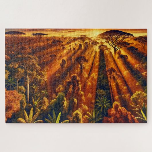 "Laatste licht in het Oerwoud" - Jigsaw Puzzle Legpuzzel (Horizontaal)