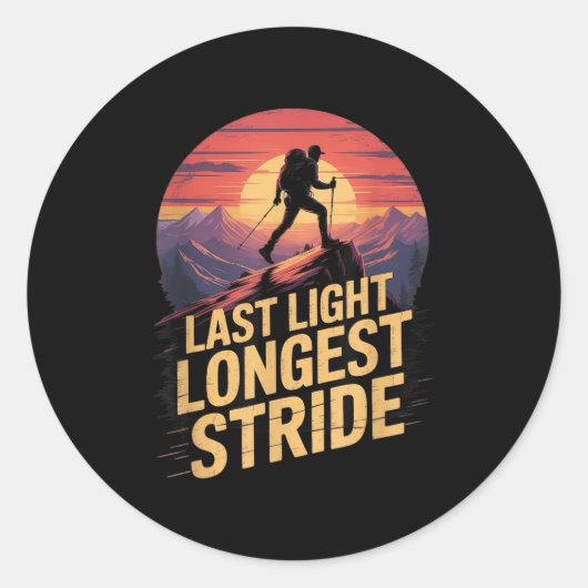 Laatste Licht Langste Stap Zonsondergang Wandelen Ronde Sticker (Voorkant)