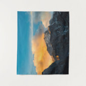 Laatste licht op bergen voor zonsondergang wandkleed (Voorkant)