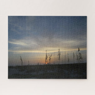 Laatste licht zonsondergang op het strand legpuzzel