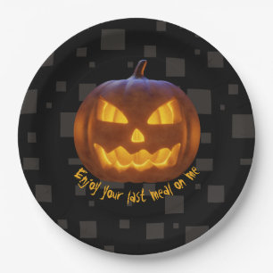 Laatste maalboze pompoen Oranje grijs Halloween Papieren Bordje