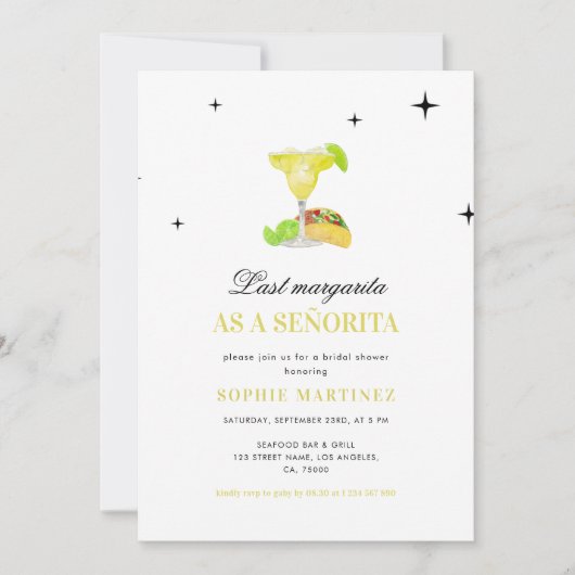Laatste Margarita als een Señorita Vrijgezellenfee Kaart (Voorkant)