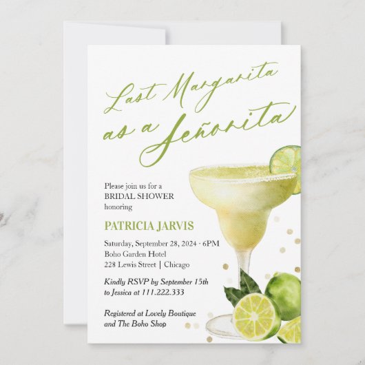 Laatste Margarita als een Señorita Vrijgezellenfee Kaart (Voorkant)