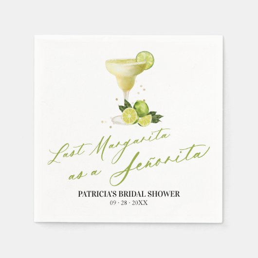 Laatste Margarita als een Señorita Vrijgezellenfee Servet (Voorkant)