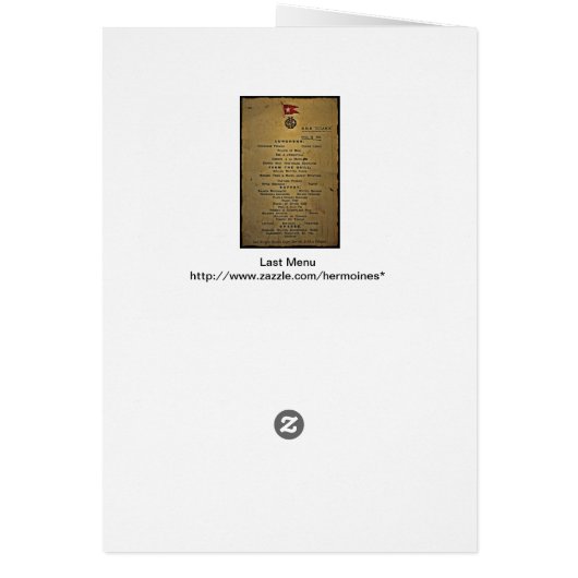 Laatste menu RMS Titanic (Achterkant)
