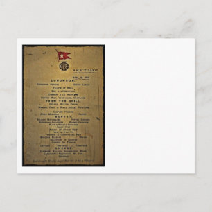 Laatste menu RMS Titanic