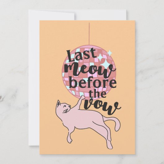 Laatste miauw voor de Vow Disco Cat Bachelorette Kaart (Voorkant)