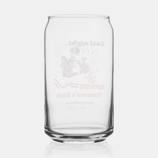 Laatste nacht van de onafhankelijkheid 4e van ju B Blikvorm Glas (Achterkant)