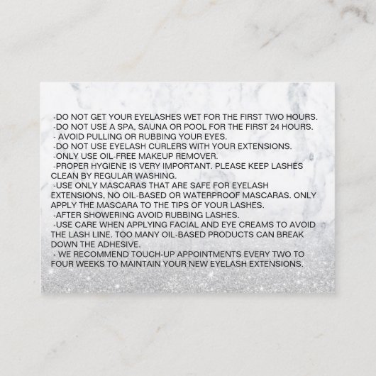 laatste nazorg marmer zilveren glitter visitekaartje (Achterkant)