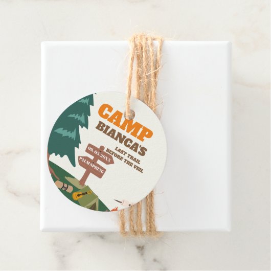 Laatste pad voor de sluier Camp Bachelorette Bedankjes Labels (In situ)