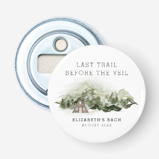 Laatste pad voor het sluier vrijgezellenweekend button flesopener (Voorkant)