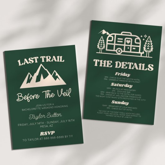 Laatste pad voor het sluier vrijgezellenweekend kaart