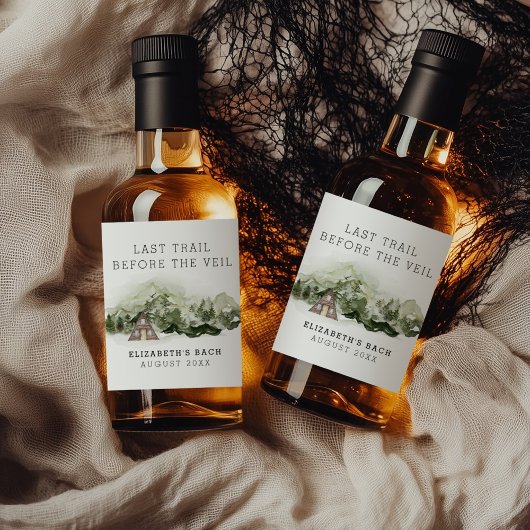 Laatste pad voor het sluier vrijgezellenweekend likeurfles etiket