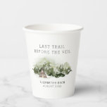 Laatste pad voor het sluier vrijgezellenweekend papieren bekers<br><div class="desc">Dit ontwerp heeft een prachtig waterverf bos. Maak je klaar voor een leuk weekend in de bergen met dit collectie!</div>