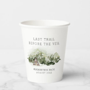 Laatste pad voor het sluier vrijgezellenweekend papieren bekers