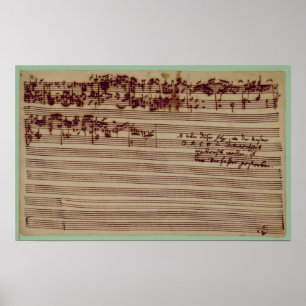 Laatste pagina van de Kunst van Fugue, 1740 Poster