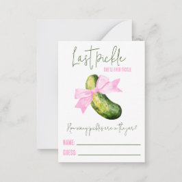 Laatste Pickle Vrijgezellenfeest Guessing spel Notitiekaartje