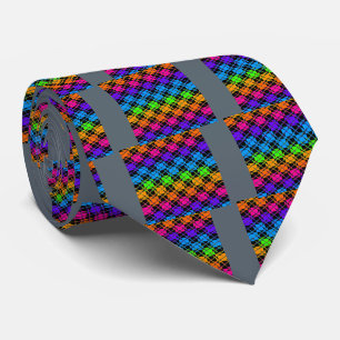 Laatste randje kleurrijk geruit regenboogpatroon   stropdas
