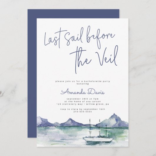 Laatste redder voor Veil Nautical Modern Bachelore Kaart (Voorkant / Achterkant)