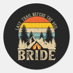 Laatste Reis Voor De Sluier Bruid Retro Kamp Bache Ronde Sticker