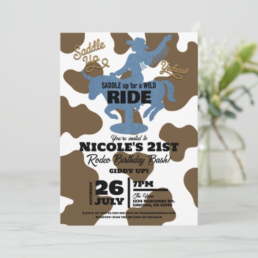 Laatste rit Denim Cowgirl Western verjaardagsfeest Kaart (Staand voorkant)