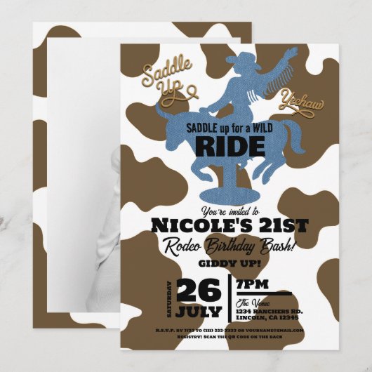 Laatste rit Denim Cowgirl Western verjaardagsfeest Kaart (Voorkant / Achterkant)