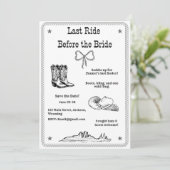 Laatste rit voor de bruid Westerse vrijgezellenfee Save The Date (Staand voorkant)